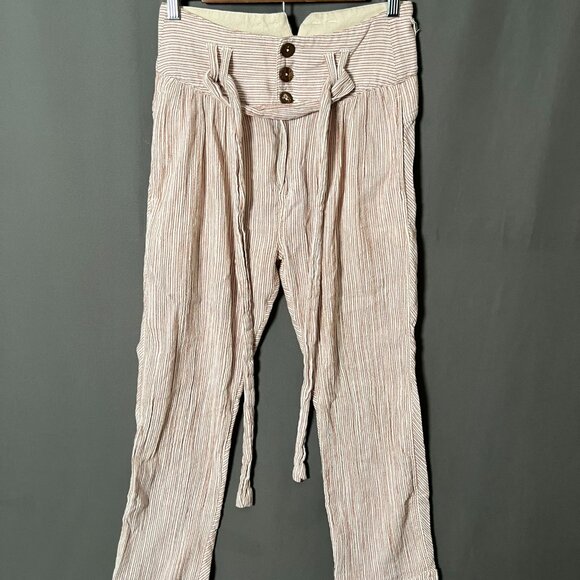 Free People Rumors Yarn Dye Harem Pant Size 0 Tan - Picture 6 of 11